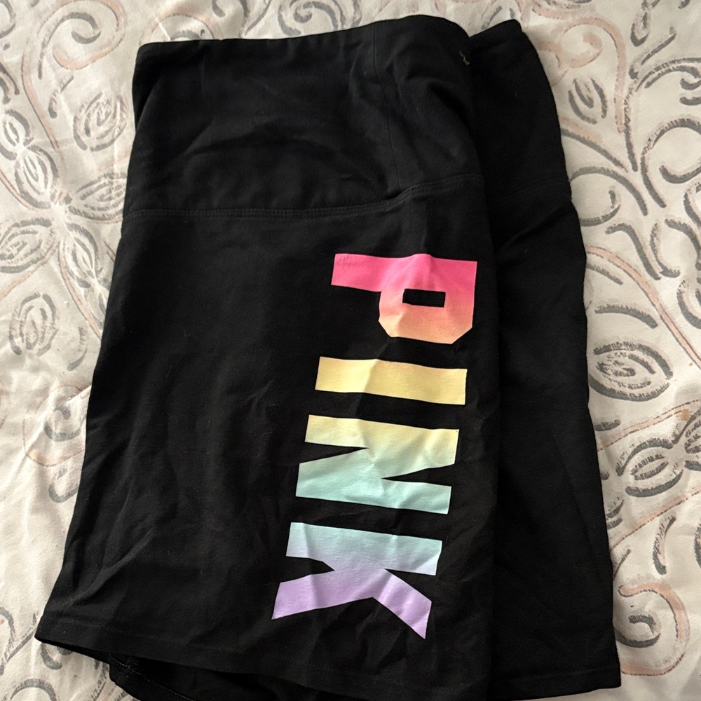 PINK Victoria's Secret Black Skirt with Rainbow Logo